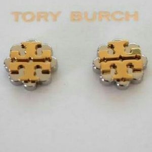 Tory Burch Logo Flower Two Tone Stud